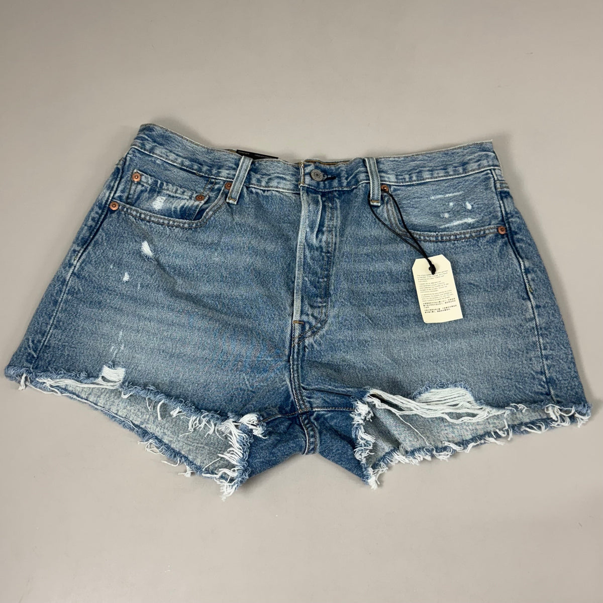 LEVIS 501 Original Fit High Rise Shorts Women's Sz 33 Vague Finish Medium Wash